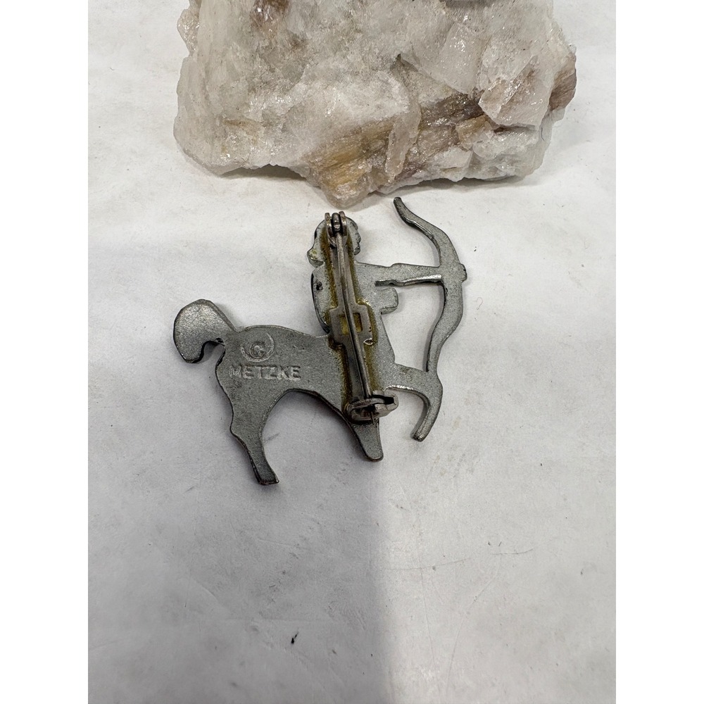 Vintage Metzke Pewter Centaur Archer Brooch Sagittarius Zodiac Pin Mythology - Picture 3 of 4